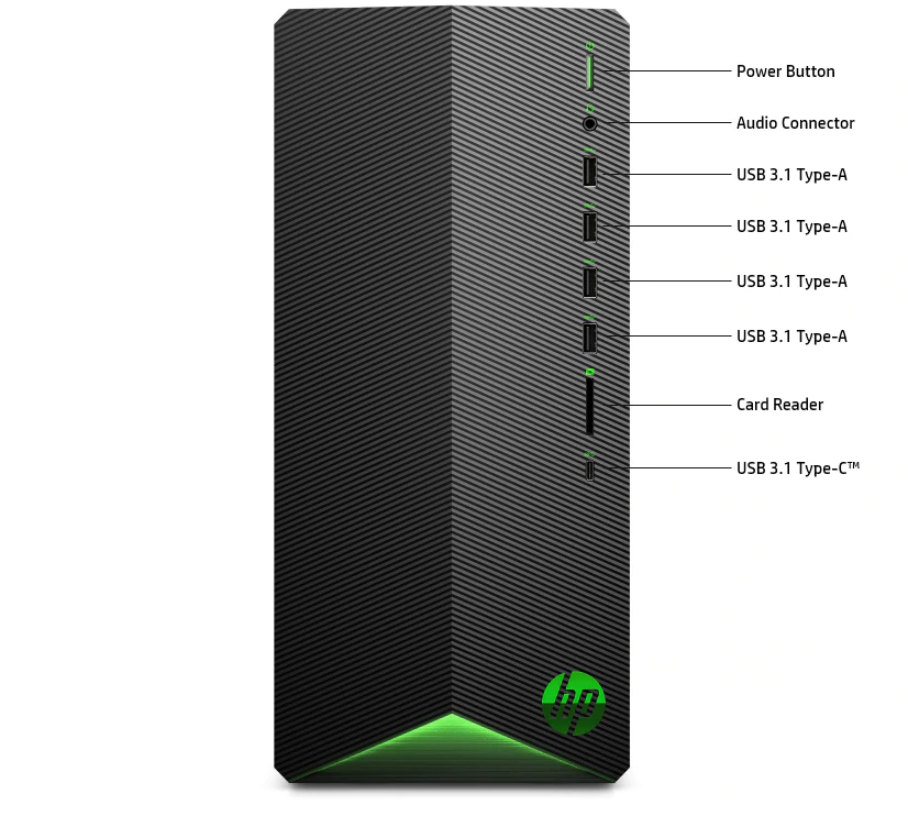 HP Pavilion Gaming PC front inputs